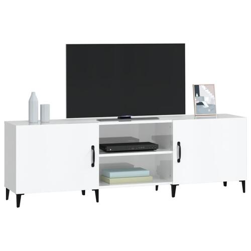Tv-bord 150x30x50 cm konstrueret træ hvid højglans