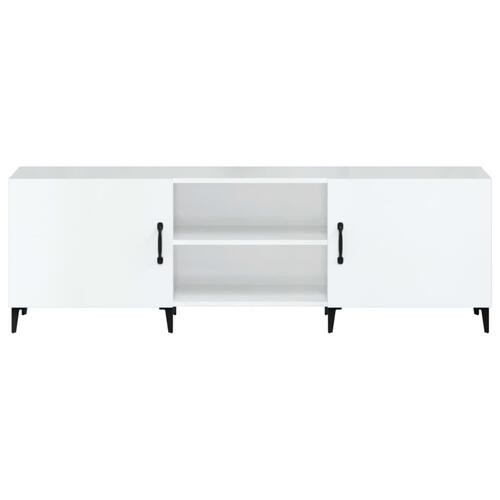 Tv-bord 150x30x50 cm konstrueret træ hvid højglans
