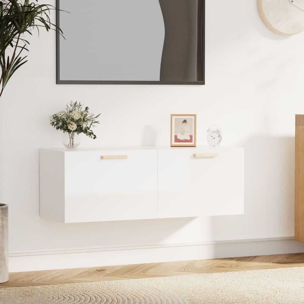 Vægskab 100x36,5x35 cm konstrueret træ hvid højglans