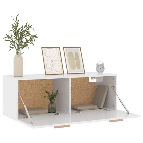 Vægskab 100x36,5x35 cm konstrueret træ hvid højglans