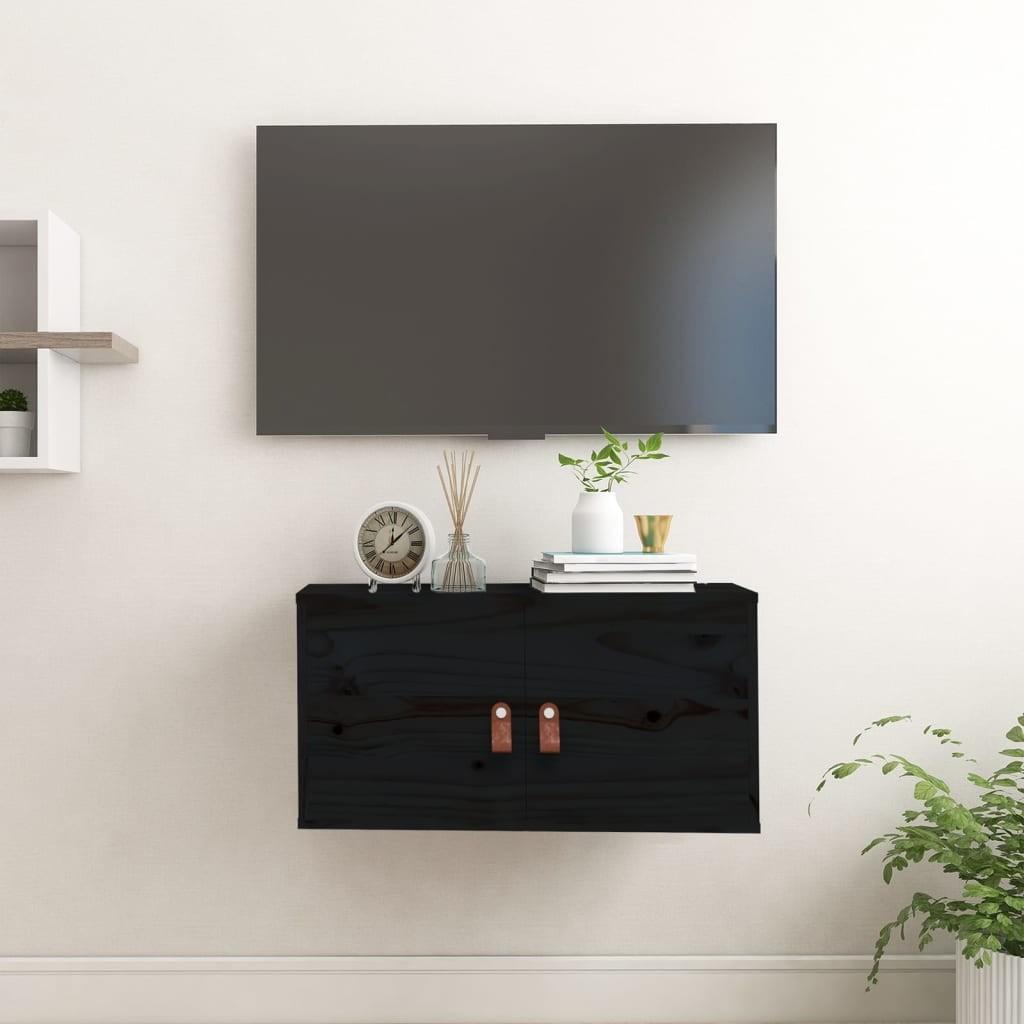 Vægskab 60x30x30 cm massivt fyrretræ sort
