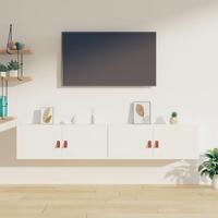 Vægskabe 2 stk. 80x30x30 cm massivt fyrretræ hvid