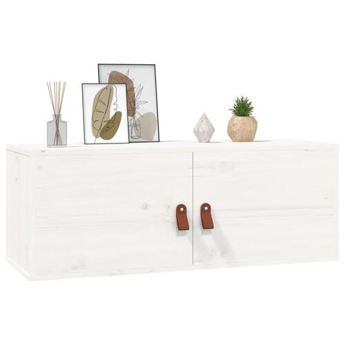 Vægskabe 2 stk. 80x30x30 cm massivt fyrretræ hvid