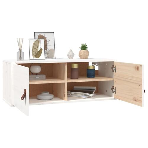Vægskabe 2 stk. 80x30x30 cm massivt fyrretræ hvid