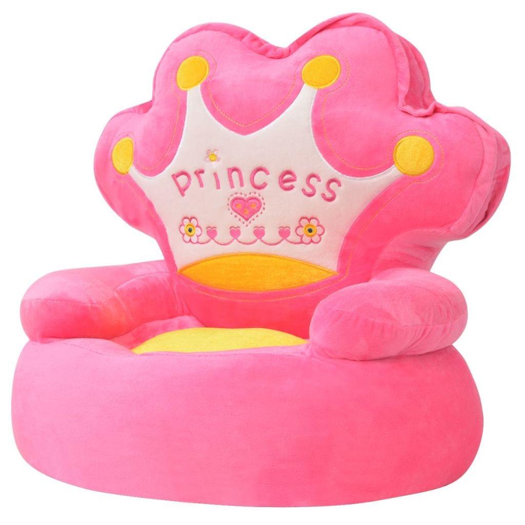Børnestol i plys princess pink