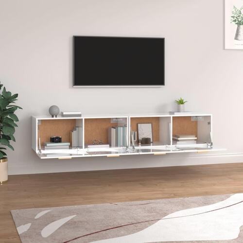 Vægskabe 2 stk. 100x36,5x35 cm konstrueret træ hvid højglans