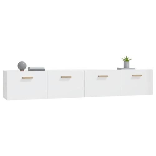 Vægskabe 2 stk. 100x36,5x35 cm konstrueret træ hvid højglans