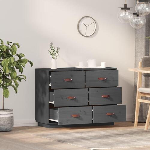 Skænk 100x40x75 cm massivt fyrretræ Grå