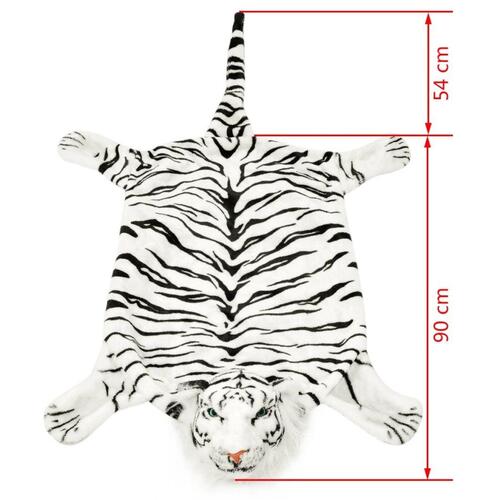 Tigertæppe plys 144 cm hvid