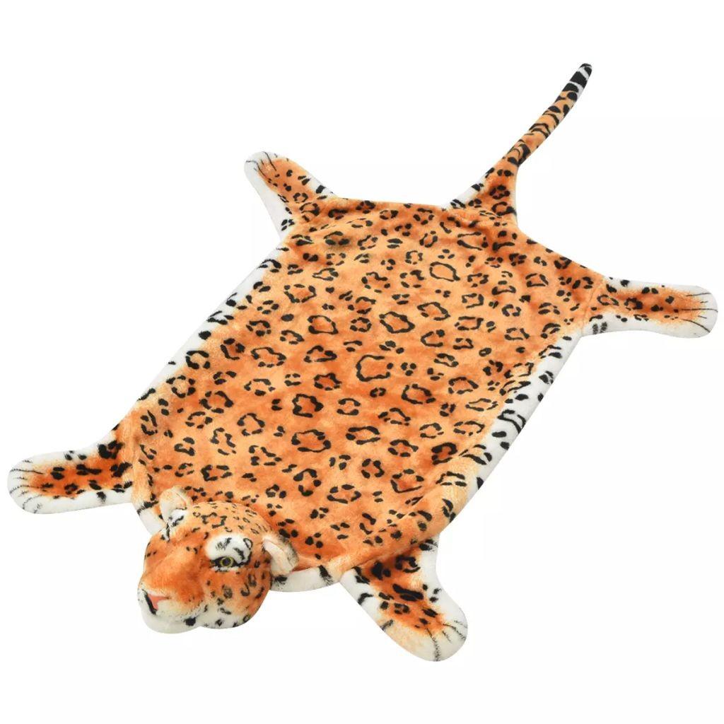 Leopardtæppe i plys 139 cm brun