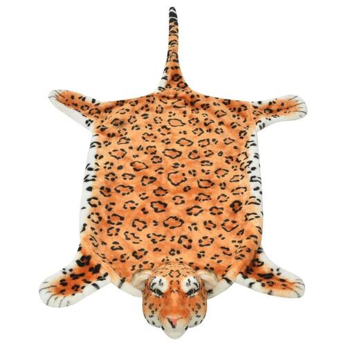 Leopardtæppe i plys 139 cm brun