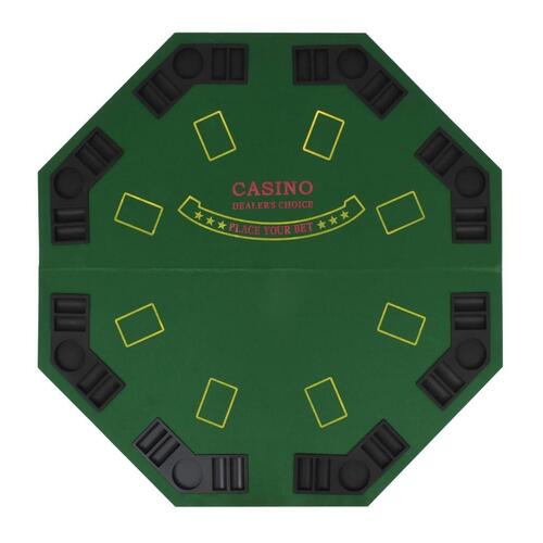 Foldbar pokerbordplade til 8 spillere ottekantet grøn