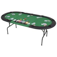 Foldbart pokerbord til 9 spillere 3-fold oval grøn