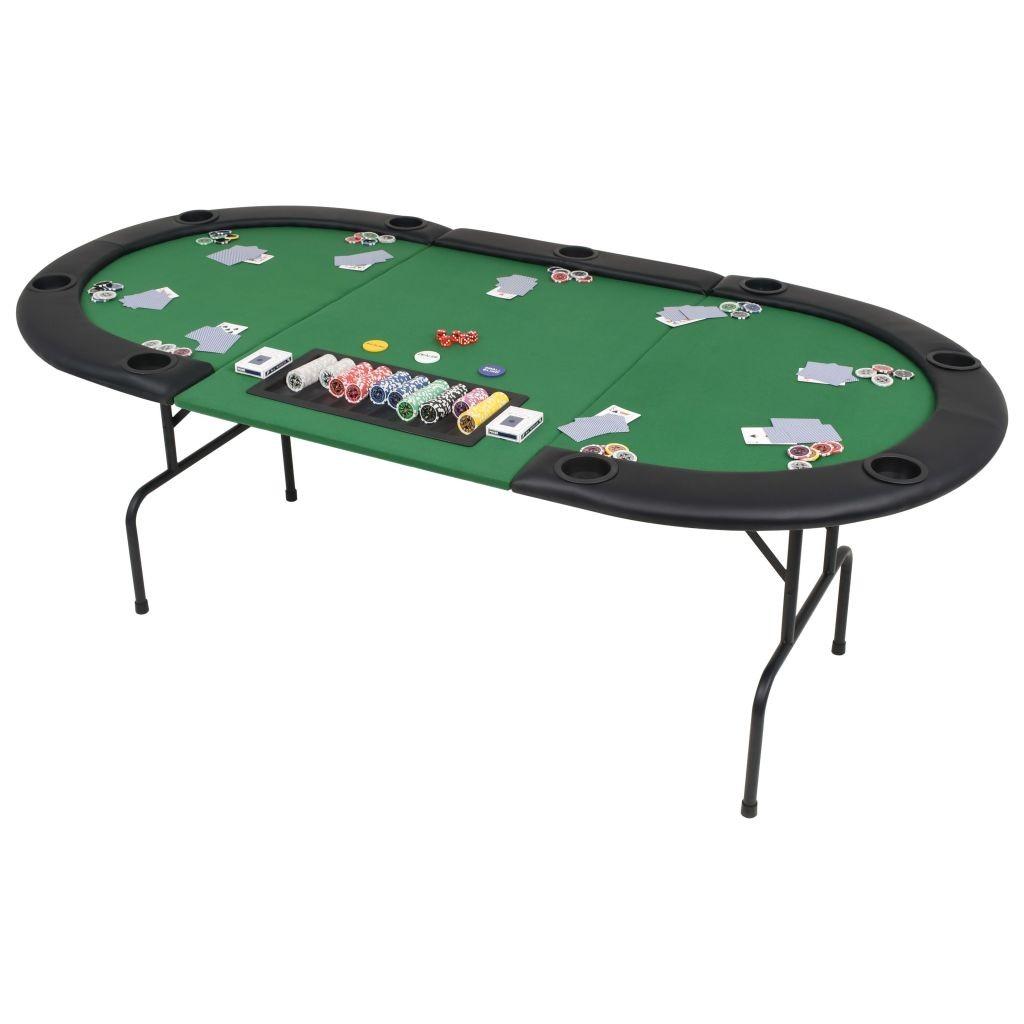 Foldbart pokerbord til 9 spillere 3-fold oval grøn