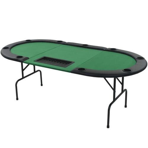 Foldbart pokerbord til 9 spillere 3-fold oval grøn