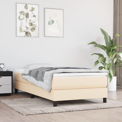 Boxspring sengeramme 80×200 cm i stof - cremefarvet