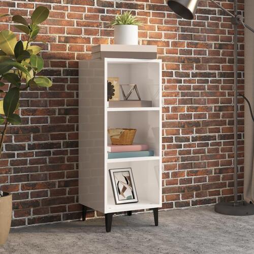 Skænk 34,5x32,5x90 cm konstrueret træ hvid højglans