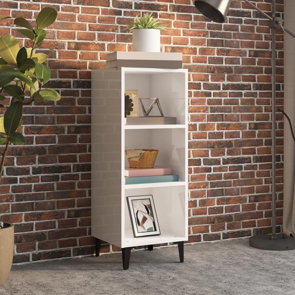 Skænk 34,5x32,5x90 cm konstrueret træ hvid højglans
