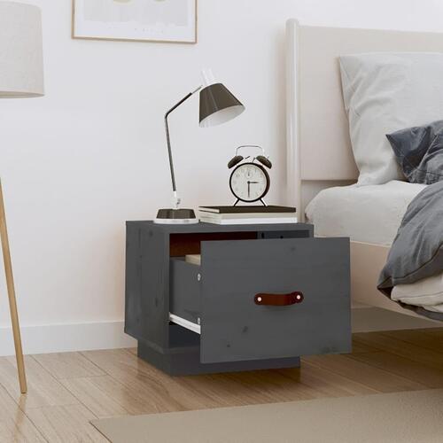 Sengeborde 2 stk. 40x34x35 cm massivt fyrretræ grå