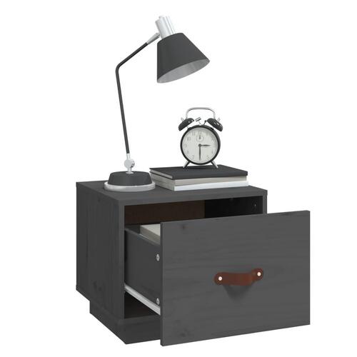 Sengeborde 2 stk. 40x34x35 cm massivt fyrretræ grå
