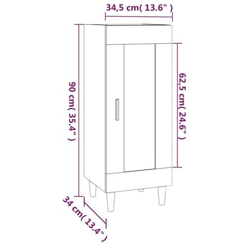 Skænk 34,5x34x90 cm konstrueret træ hvid højglans