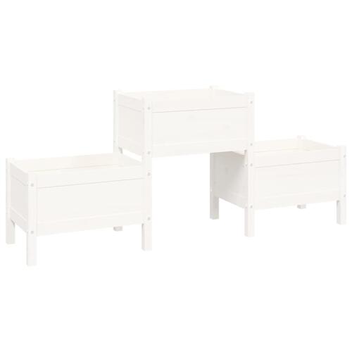 Plantekasse 178,5x44x75 cm massivt fyrretræ hvid