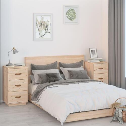 Sengeborde 2 stk. 40x40x75 cm massivt fyrretræ