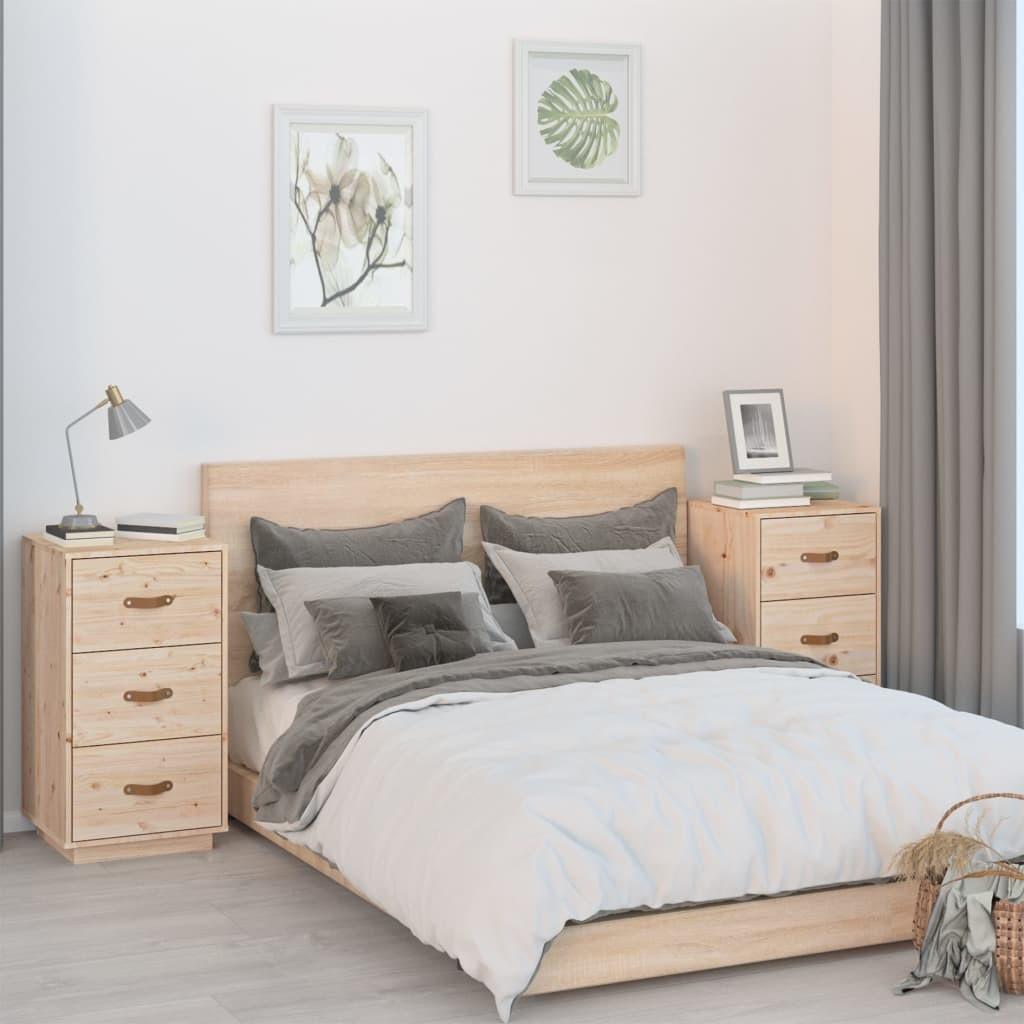 Sengeborde 2 stk. 40x40x75 cm massivt fyrretræ