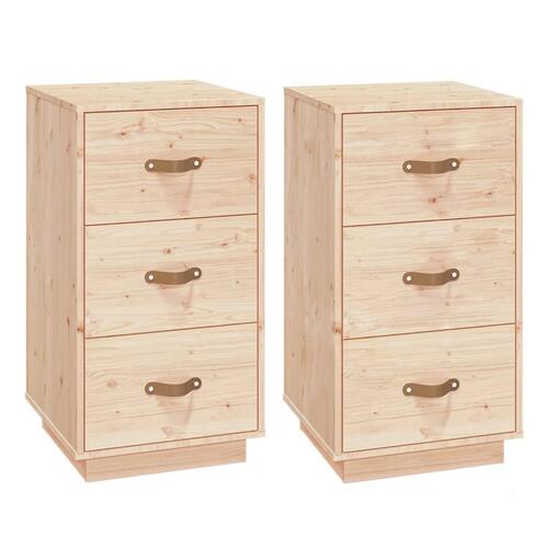 Sengeborde 2 stk. 40x40x75 cm massivt fyrretræ
