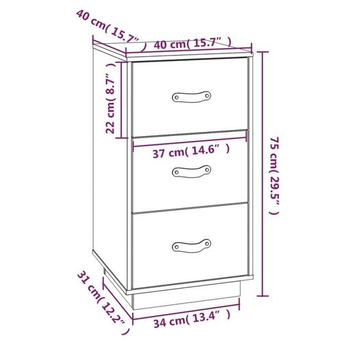Sengeborde 2 stk. 40x40x75 cm massivt fyrretræ