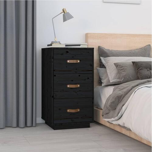 Sengeborde 2 stk. 40x40x75 cm massivt fyrretræ sort