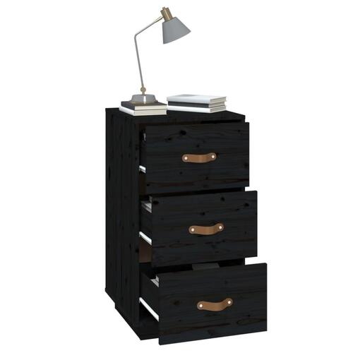 Sengeborde 2 stk. 40x40x75 cm massivt fyrretræ sort