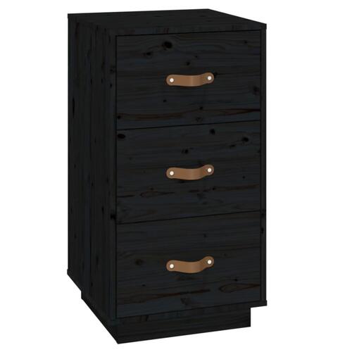 Sengeborde 2 stk. 40x40x75 cm massivt fyrretræ sort