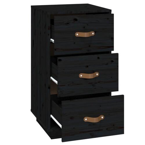 Sengeborde 2 stk. 40x40x75 cm massivt fyrretræ sort