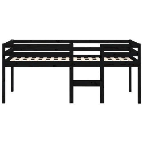 Højseng 90x200 cm massivt fyrretræ sort