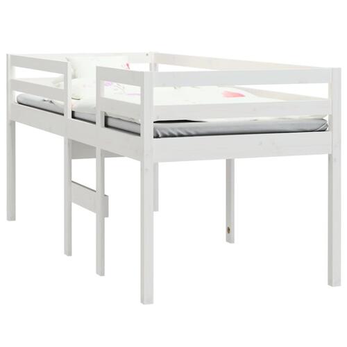 Højseng 90x190 cm massivt fyrretræ hvid