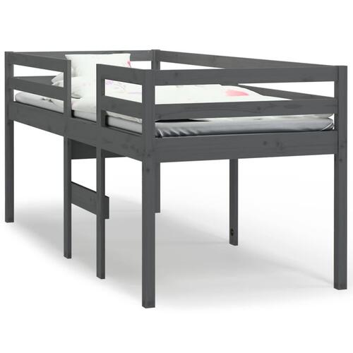 Højseng 90x190 cm massivt fyrretræ grå