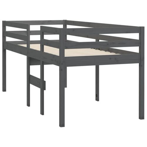 Højseng 90x190 cm massivt fyrretræ grå