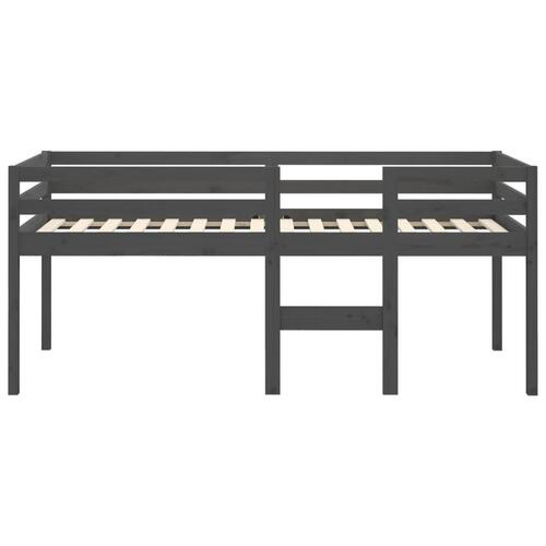 Højseng 90x190 cm massivt fyrretræ grå