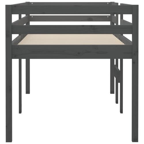 Højseng 90x190 cm massivt fyrretræ grå