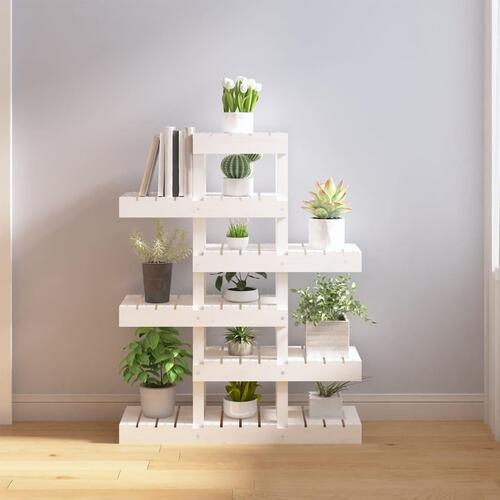 Plantestativ 85x25x109,5 cm massivt fyrretræ hvid