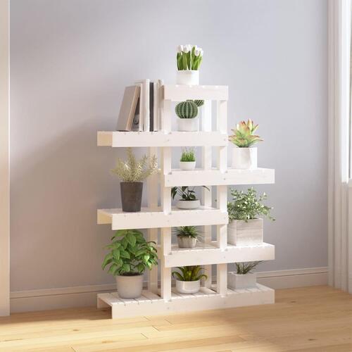 Plantestativ 85x25x109,5 cm massivt fyrretræ hvid