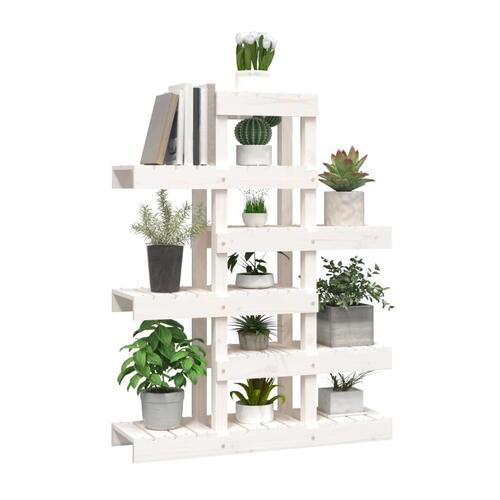 Plantestativ 85x25x109,5 cm massivt fyrretræ hvid