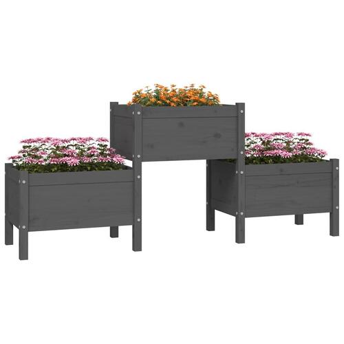 Plantekasse 178,5x44x75 cm massivt fyrretræ grå