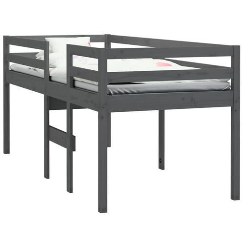 Højseng 90x200 cm massivt fyrretræ grå