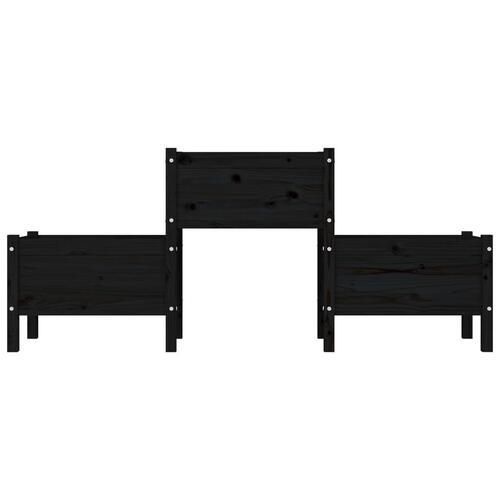 Plantekasse 178,5x44x75 cm massivt fyrretræ sort