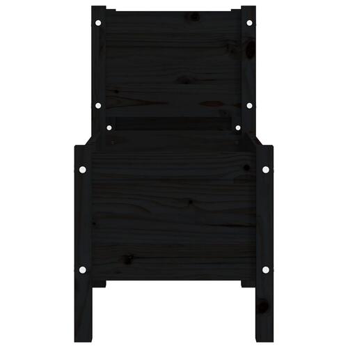 Plantekasse 178,5x44x75 cm massivt fyrretræ sort