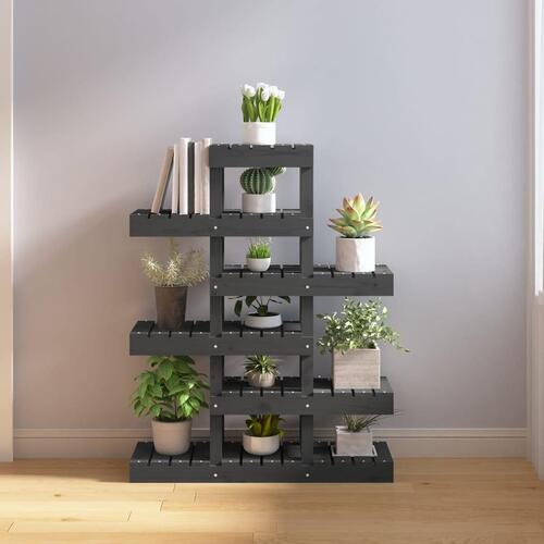 Plantestativ 85x25x109,5 cm massivt fyrretræ grå
