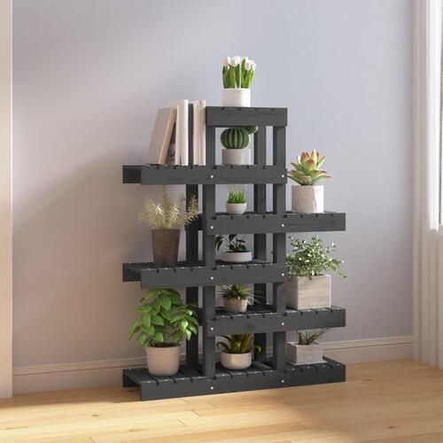 Plantestativ 85x25x109,5 cm massivt fyrretræ grå