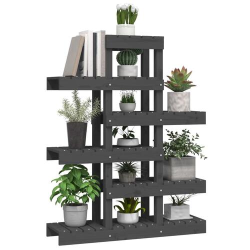 Plantestativ 85x25x109,5 cm massivt fyrretræ grå
